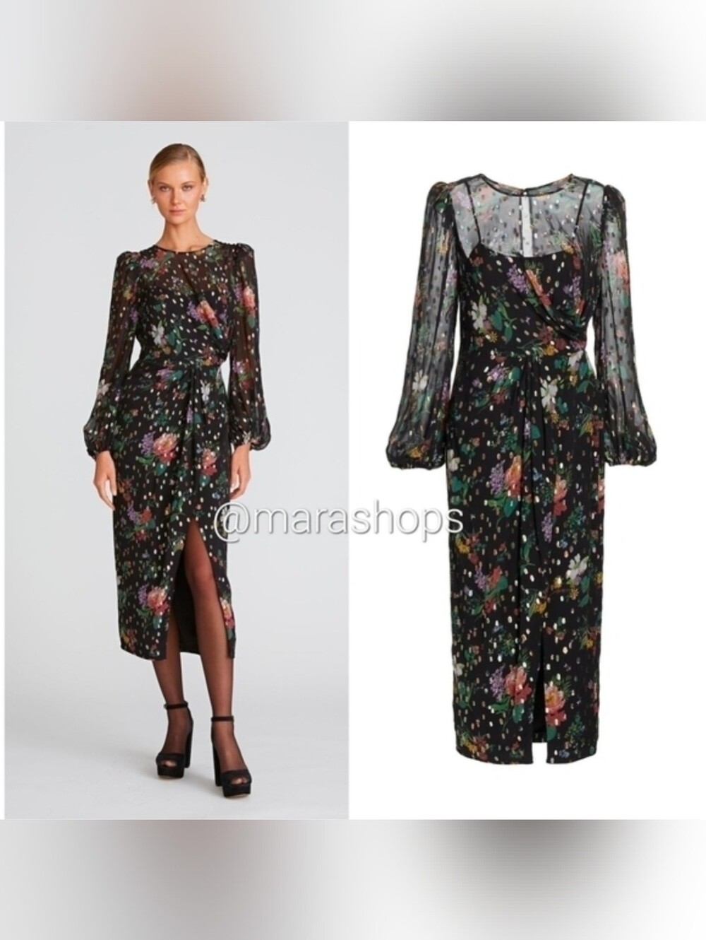 AMUR Sabine Draped Midi Dress